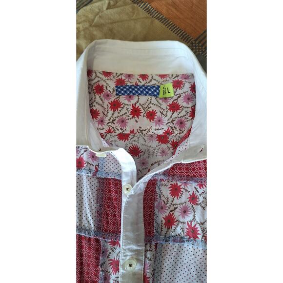 Men's quilt-style patchwork short-sleeved shirt- Size L- 100% cotton- Sweet! - Picture 7 of 7